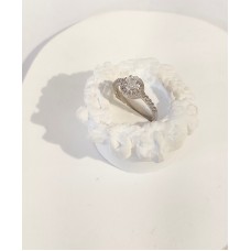 Δαχτυλίδι λευκόχρυσο 14Κ μονόπετρο με ζιργκόν (RI556)